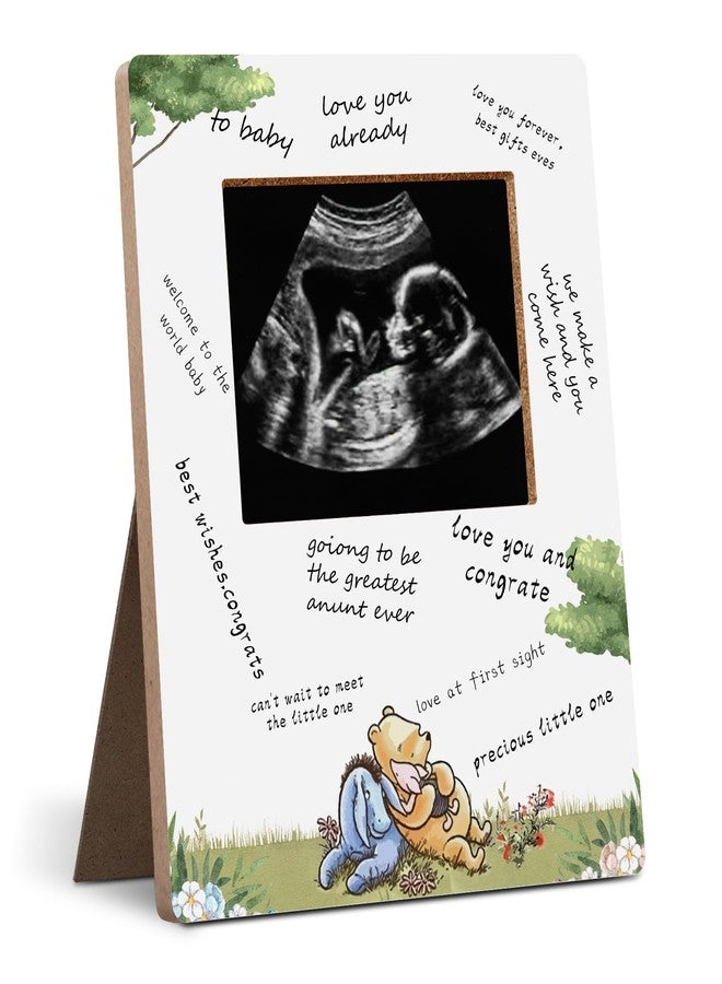 Hatzelou Classic Winnie Baby Shower Sign Picture Frame, Winnie Sonogram Picture Frame, Classic Pooh Baby Shower Signed Message Photo Frame, Gender Reveal Gifts 4.3 * 5.3 IN Photos - Image 1
